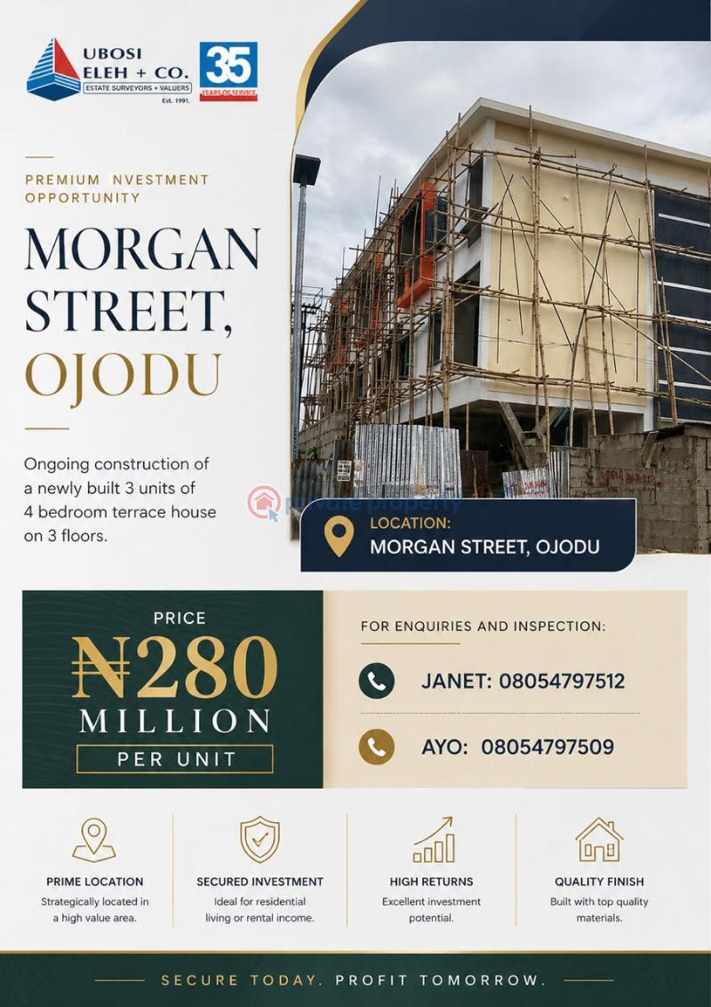 4 bedroom Terraced Duplex For Sale Morgan Street Morgan Estate Ojodu Lagos - 0
