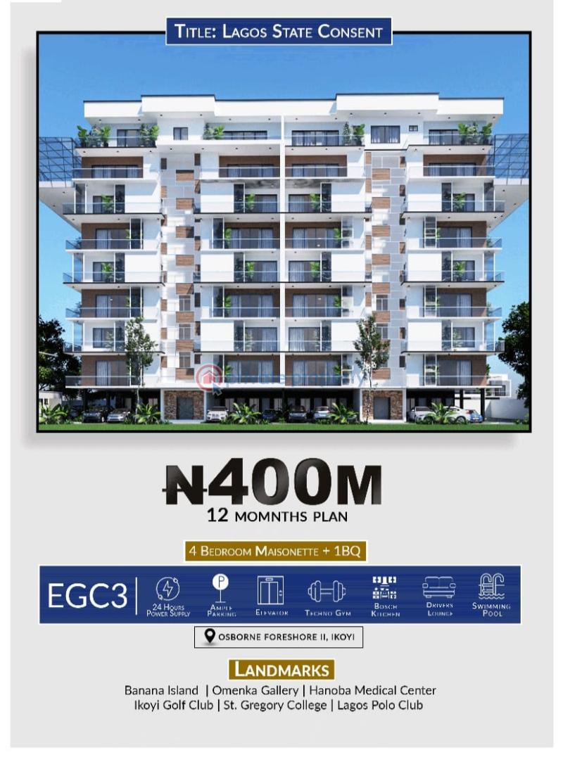 4 bedroom Flat & Apartment For Sale Osborne Phase 2 Egc3 Estate Osborne Foreshore Estate Ikoyi Lagos