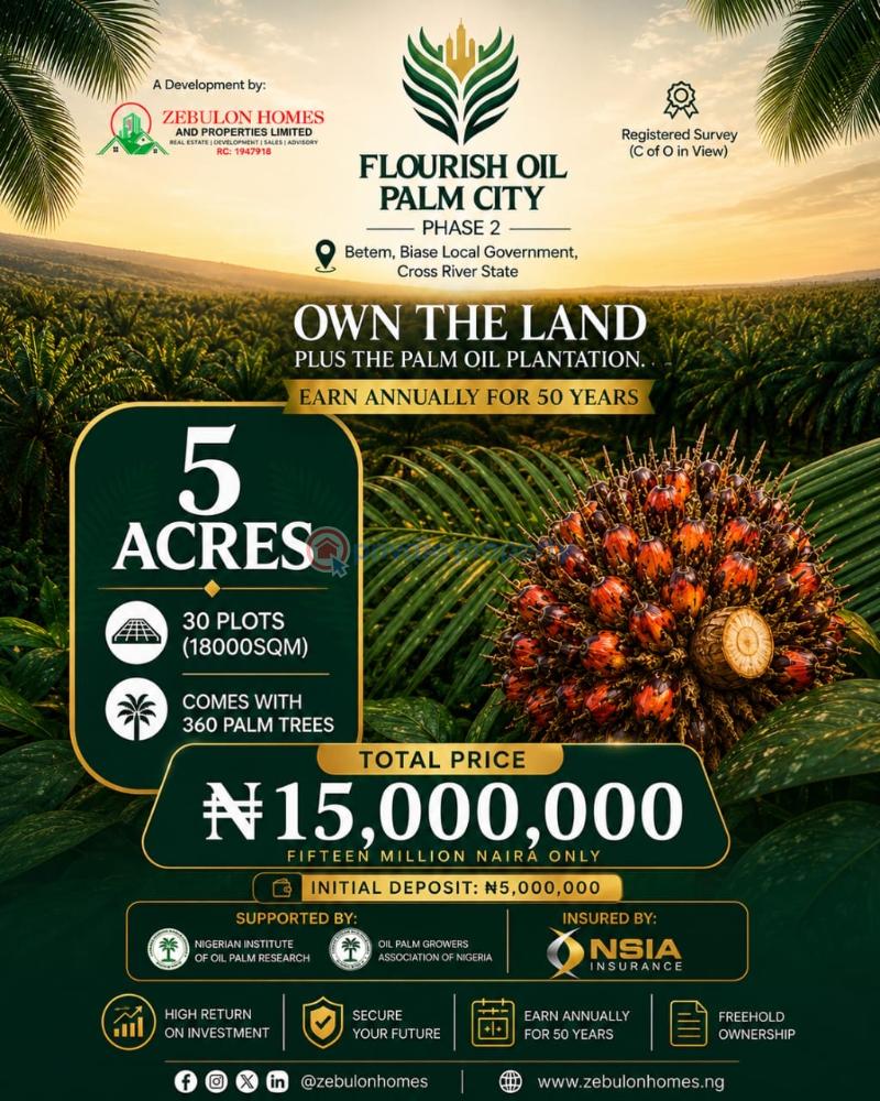 Commercial Land For Sale Flourish Oil Palm City Phase 2 Located At Betem Biase Local Government Biase Cross River - 1