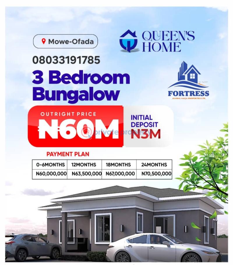 3 bedroom Detached Bungalow For Sale Mowe Ofada Mowe Ogun area  - 0