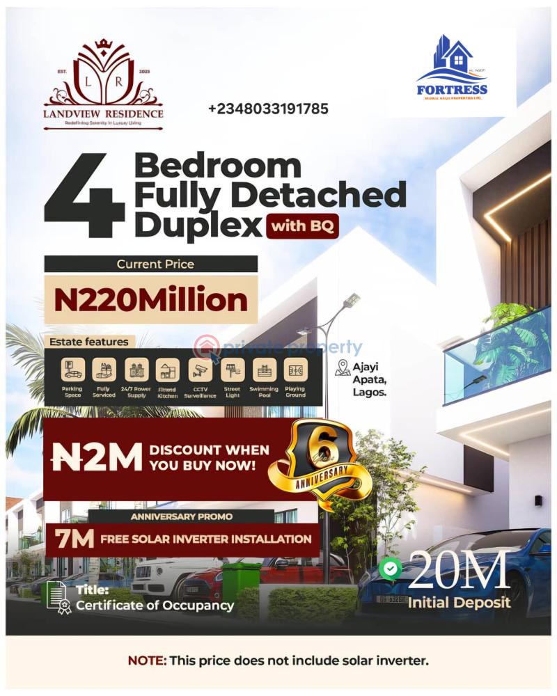 4 bedroom Duplex For Sale Ajayi Apata, Sangotedo Sangotedo Ajah Lagos
