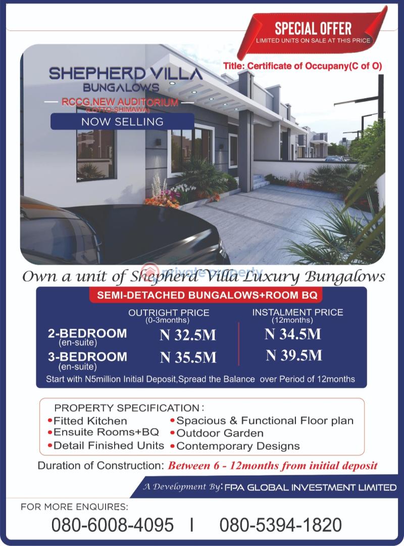 3 bedroom Semi detached Bungalow For Sale The Shepherd Valley Estate, Rccg New Auditorium Entrance, Off Lotto Shimawa Road Mowe Ogun area  - 0