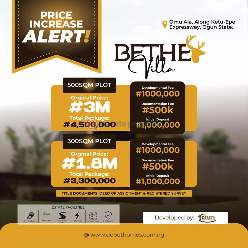 Residential Land For Sale Berth Villa At Omuala Ogun area 