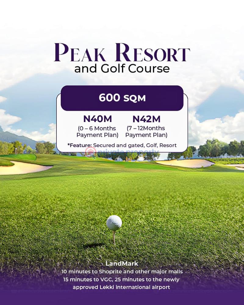 Peak resort and golf course - 1 Residential Land For Sale Lakowe Ibeju-Lekki Lagos - 1