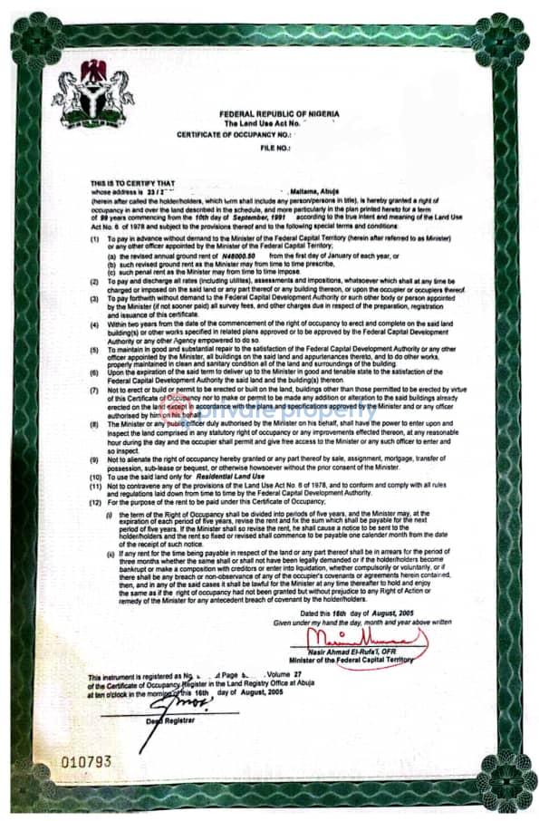 Land For Sale Asokoro Abuja Phase 1  - 1