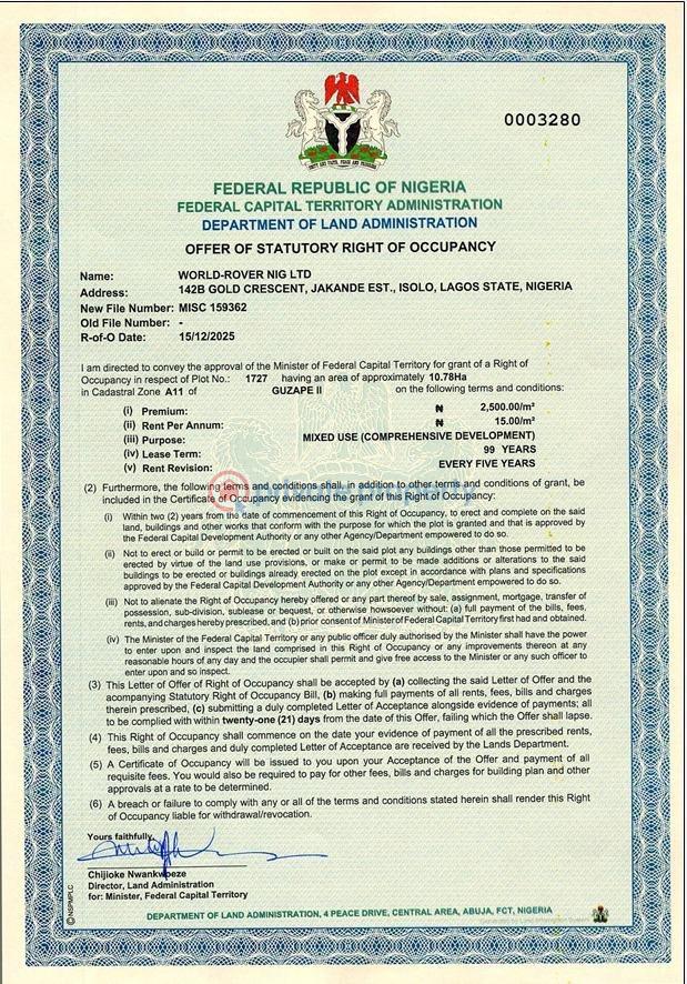 Mixed use Land For Sale Guzape Abuja Phase 1 