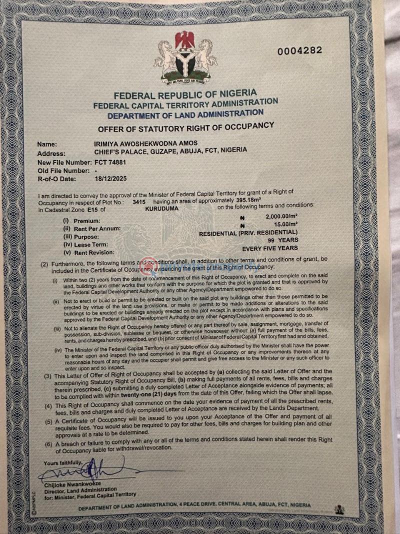 Residential Land For Sale Kurudu Abuja Phase 4 