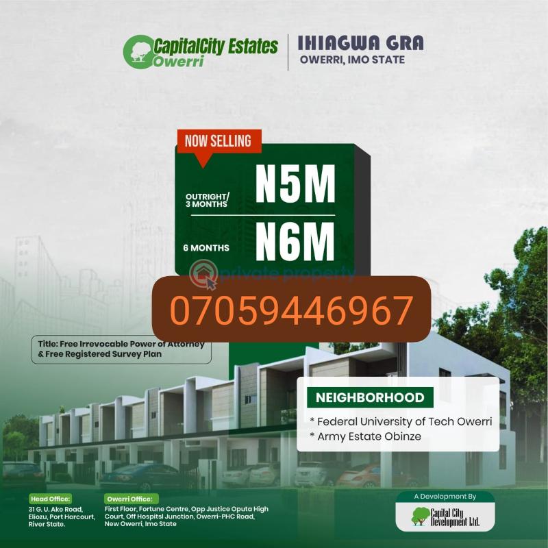 Mixed use Land For Sale Close To Futo Ihiagwa Owerri Imo