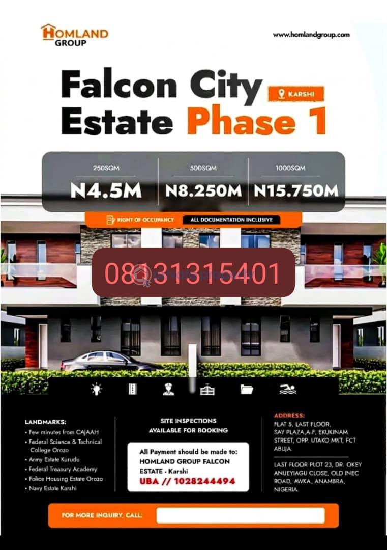 Mixed use Land For Sale Karshi,few Minutes From Cajaah Abuja Phase 4 