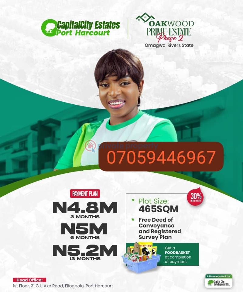 Mixed use Land For Sale Omagwa, Close To The Airport Rivers 