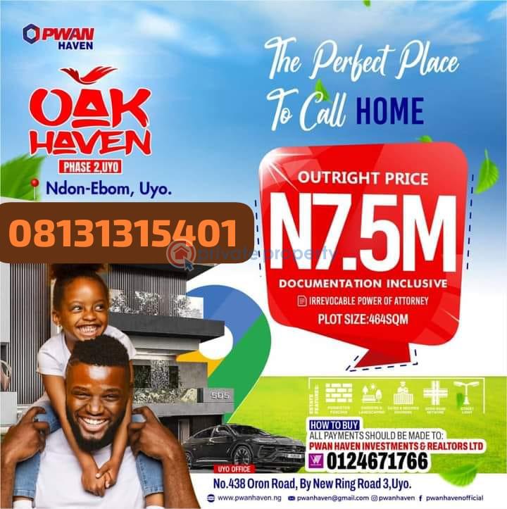 Mixed use Land For Sale Ndon Ebom, Along Airport Road. Uruan Akwa Ibom