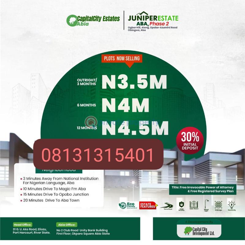 Mixed use Land For Sale Along Opobo Azumini Obi Nwa Abia