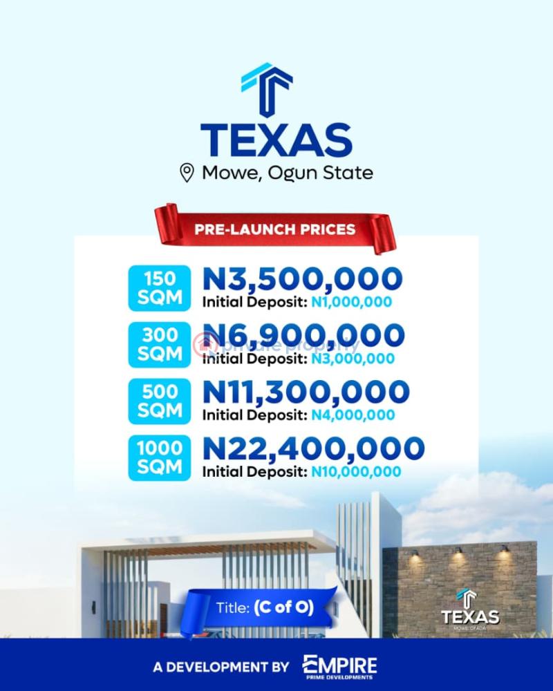 Residential Land For Sale Texas Estate Mowe Ogun State Mowe Ogun area 