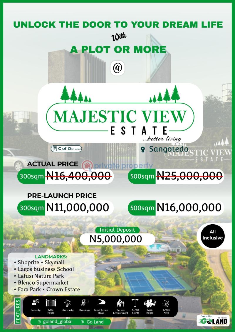 Land For Sale Lagos Business School, Novare Mall, Lufasi Natural Parkland Many More Sangotedo Ajah Lagos