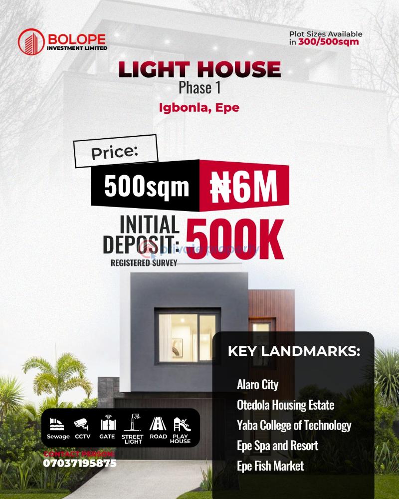 Land For Sale Light House Estate, Igbonla,epe Ajah Lagos