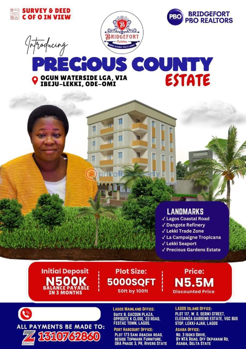 Residential Land For Sale Via Ibeju Lekki, Ode Omi Ogun Waterside 