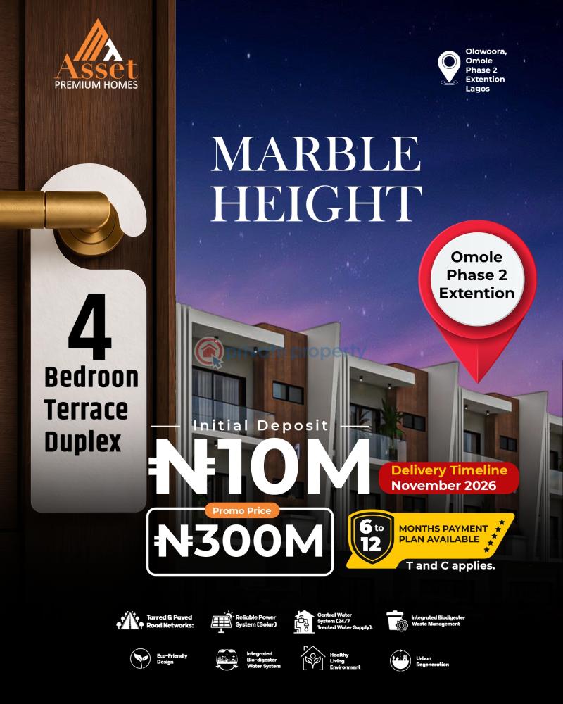4 bedroom Terraced Duplex For Sale Marble Height Omole Phase 2 Extension, Lagos. Ogba Lagos