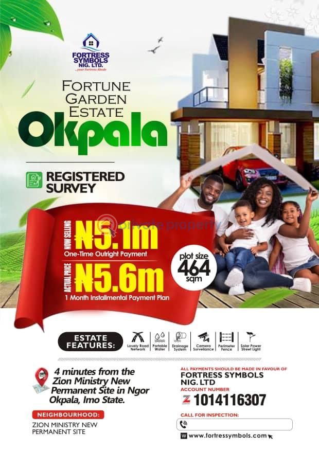 Mixed use Land For Sale Fortune Garden Estate 4mins From The Zion Ministry New Permanent Site Ngor-Okpala Imo