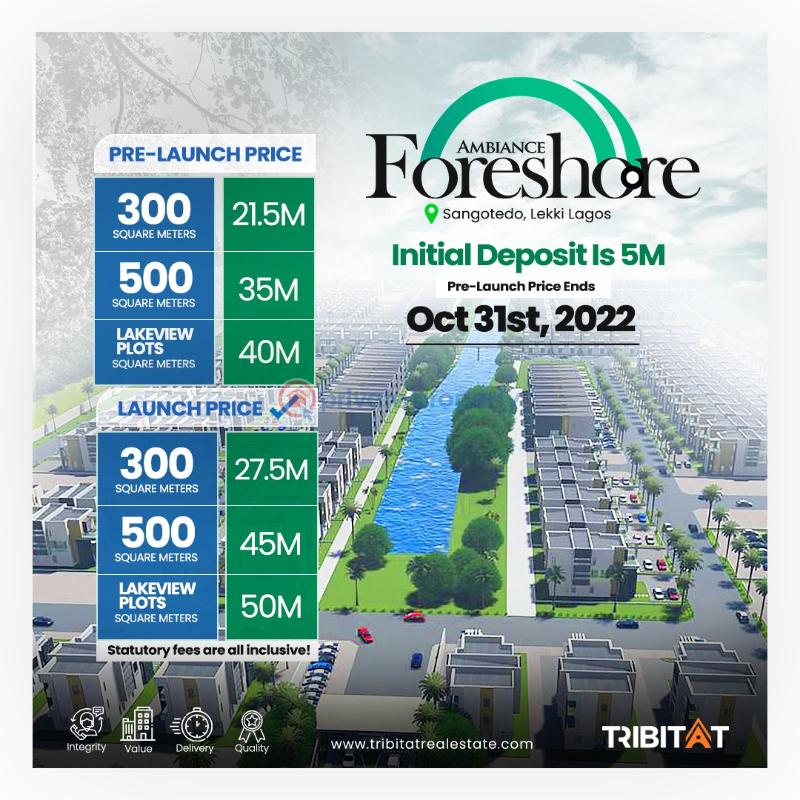 Land For Sale Ambience Foreshore Sangotedo Directly Located Opposite Crown Estate Sangotedo Ajah Sangotedo Ajah Lagos