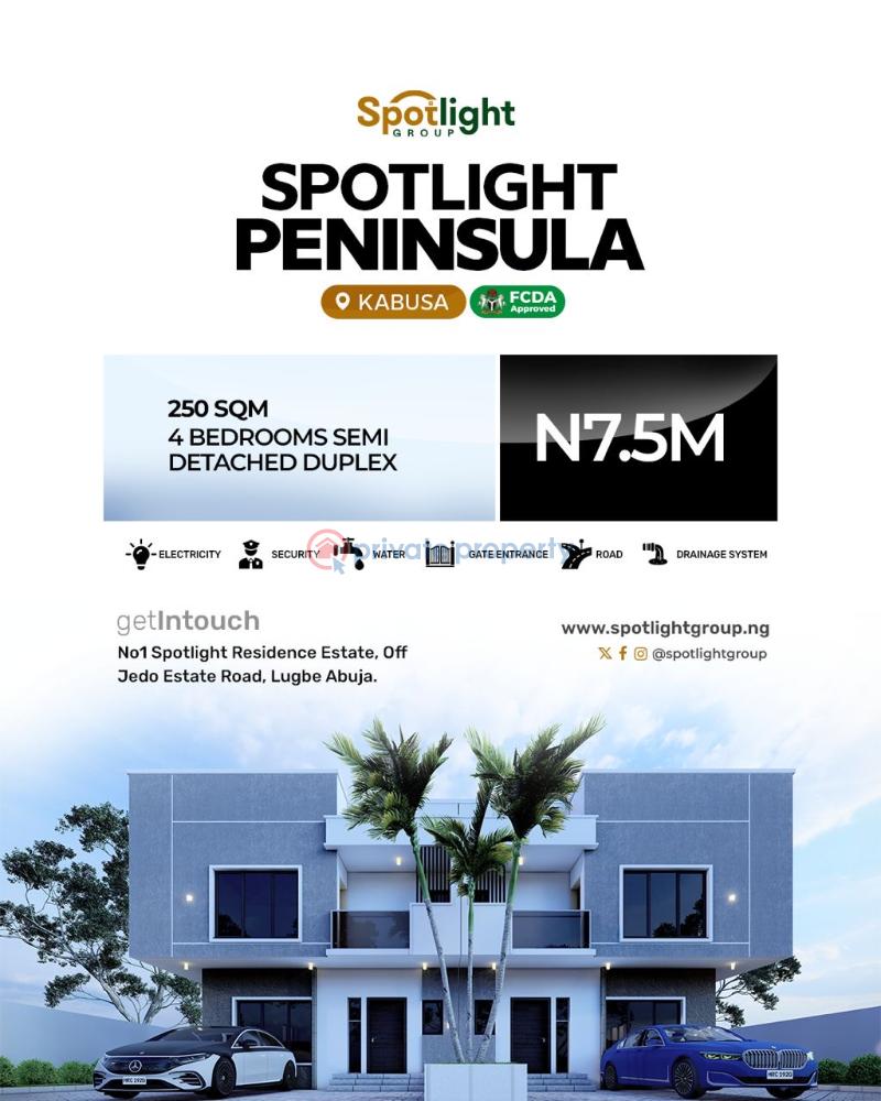 4 bedroom Residential Land For Sale Street: Along Kabusa–ketti Road (or The Exact Road Name If Your Company Has One) * Estate: Spotlight Peninsula * Neighborhood: Kabusa (ketti Axis), Abuja Kabusa Abuja Phase 3  - 2