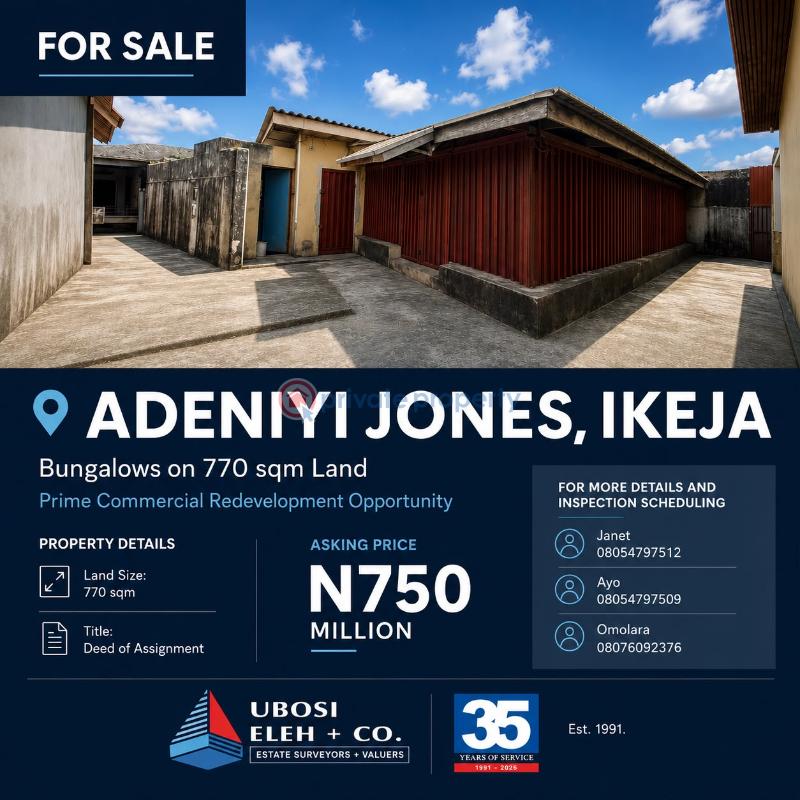 Bungalow For Sale Adeniyi Jones Ikeja Lagos