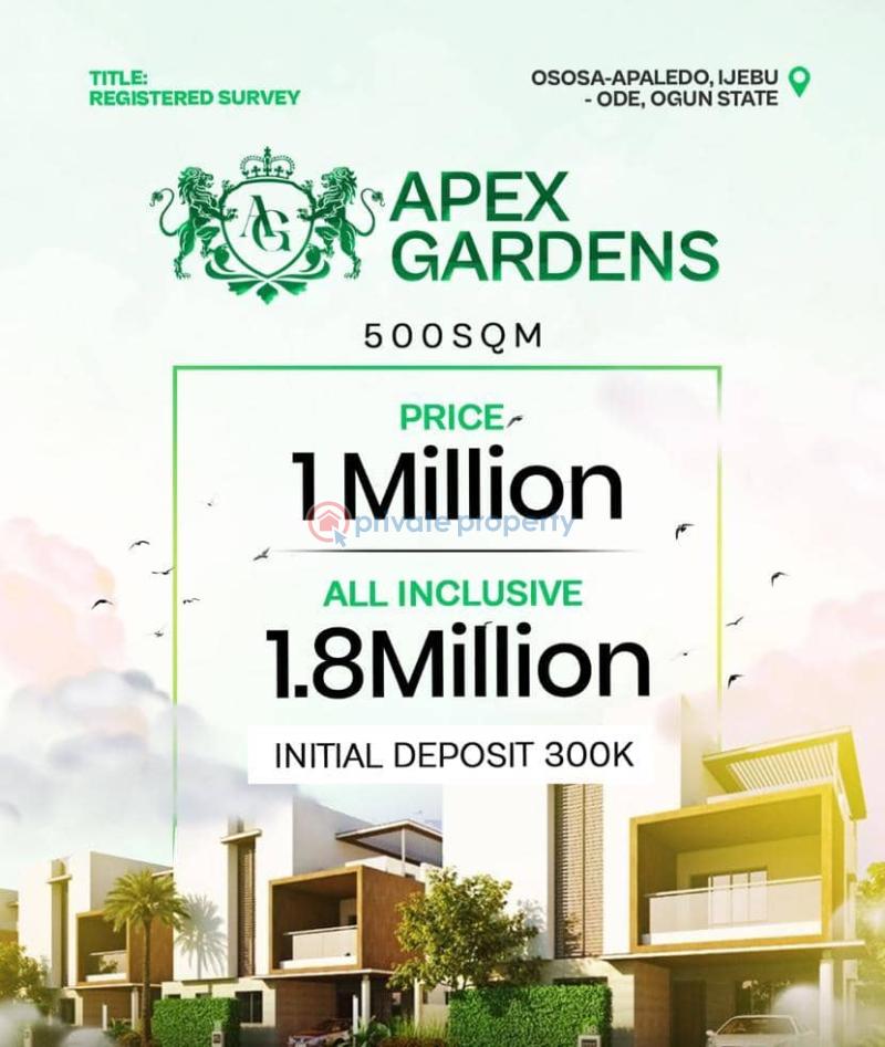 Residential Land For Sale Apex Gardens Located At Apa Aledo Ososa Ijebu Ode, Off Itokin Ikorodu Road Ijebu Ogun