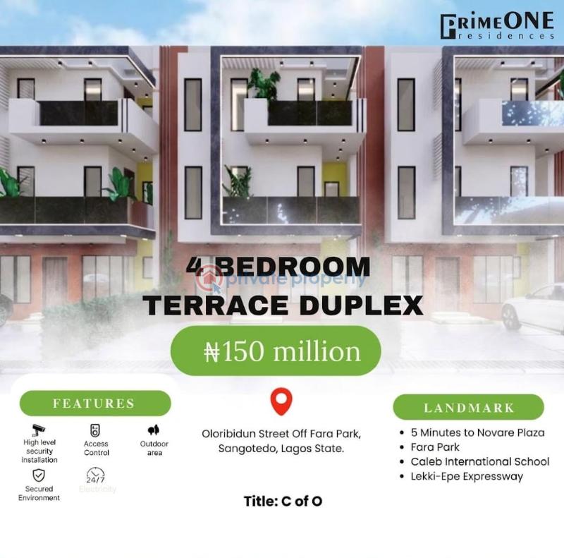 4 bedroom Terraced Duplex For Sale Sangotedo Lagos - 0