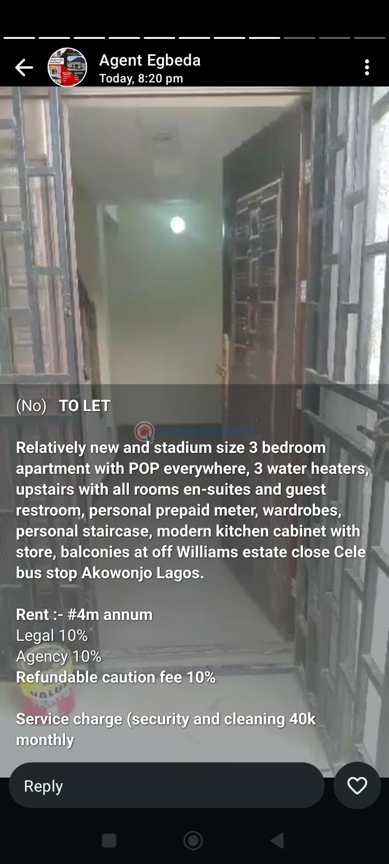 3 bedroom Block Of Flats For Rent William Estate Close To Cele Bus Stop Akowonjo Egbeda Egbe/Idimu Lagos - 0