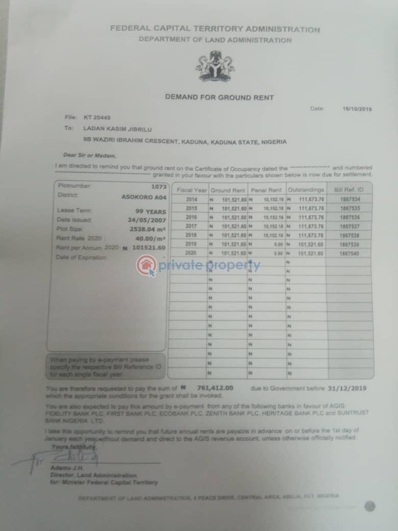 Residential Land For Sale Asokoro Abuja Phase 1  - 1