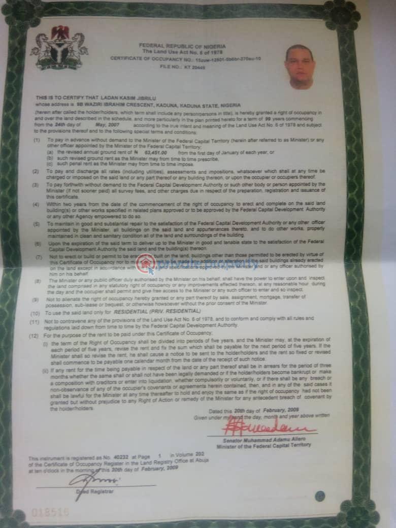 Residential Land For Sale Asokoro Abuja Phase 1  - 3