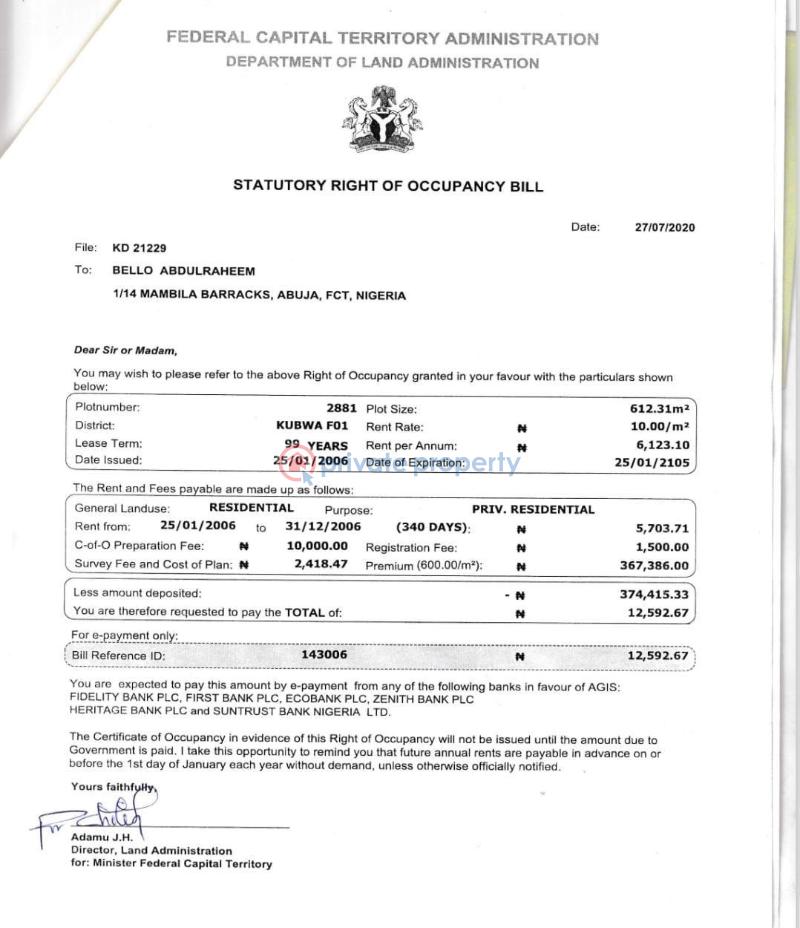 Residential Land For Sale Kubwa Abuja Phase 4 