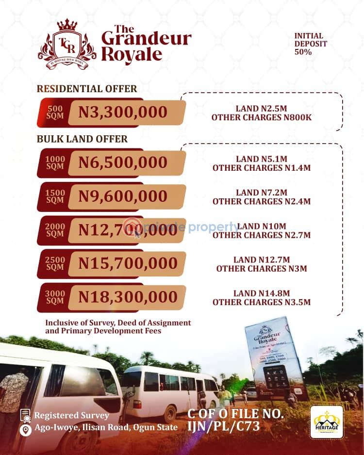 Land For Sale Olabisi Onabanjo University(main Campus), Babcock University, Ago Iwoye Stadium,ilisan Waterworks, Ago Iwoye Market Sagamu Ogun