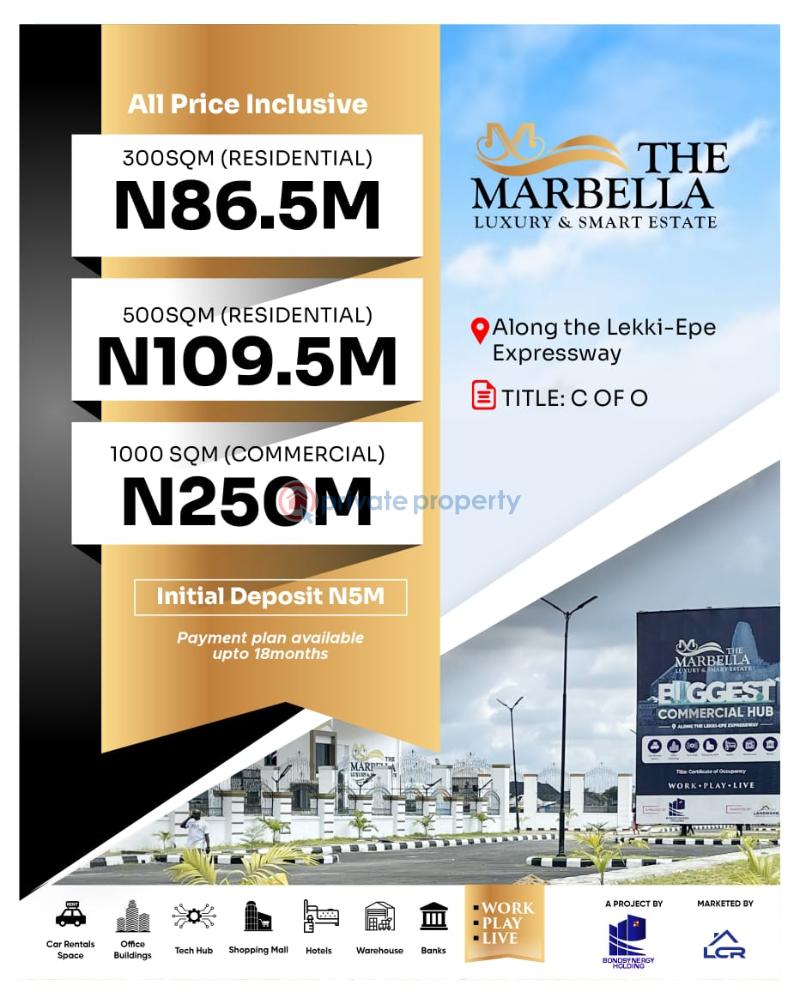 Residential Land For Sale Marbella Luxury And Smart Estate Along The Lekki Epe Expressway Lagos Along Lekki Expressway Lagos