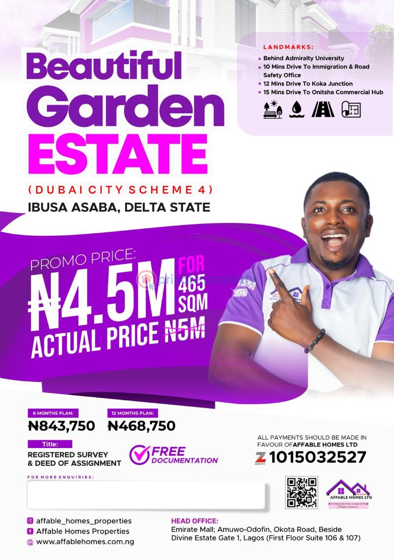 Land For Sale Beautiful Garden Estate, Ibusa Asaba Asaba Delta - 0