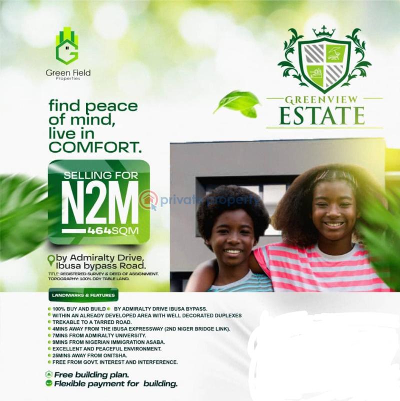 For sale Land Greenview Estate By Admiralty Drive Ibusa Bypass Road