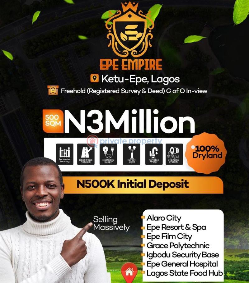 Residential Land For Sale The Epe Empire Estate,2mins To Lagos Food System And Logistics Hub In Epe, Lagos. It's 10mins Drive From Epe T. Junction Epe Lagos