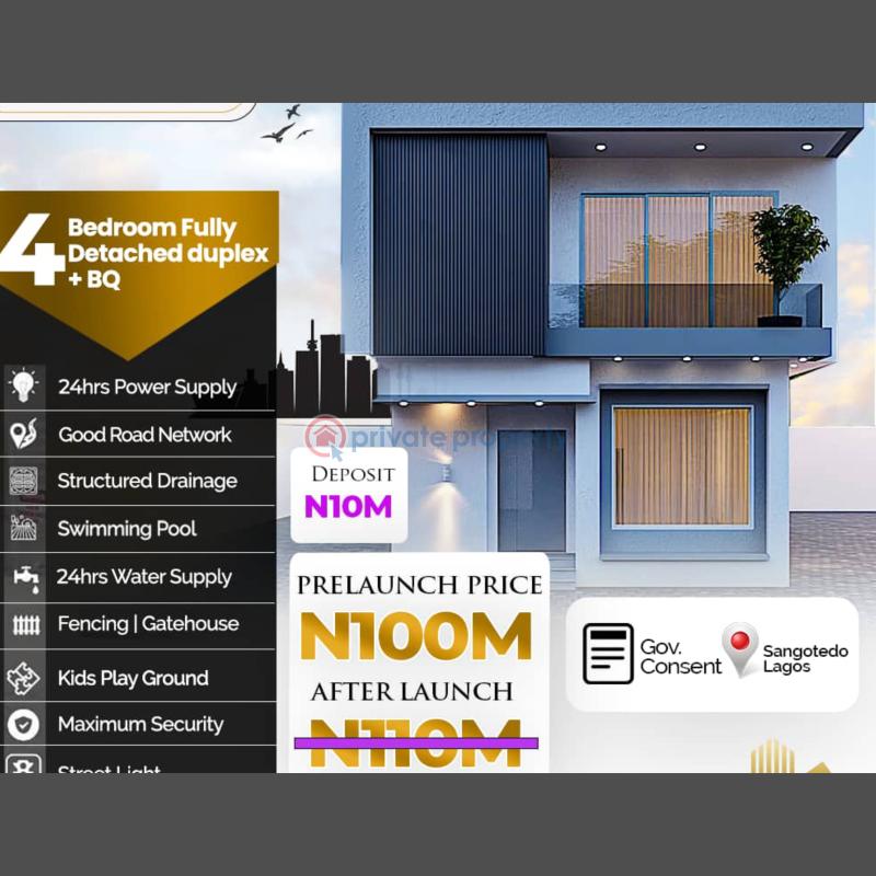 4 bedroom Detached Duplex For Sale Ajayi Apata Estate Sangotedo Ajah Lagos - 1