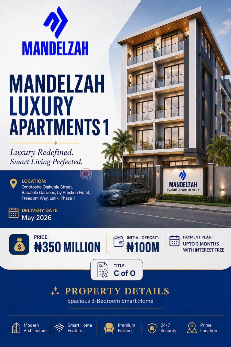 3 bedroom Block Of Flats For Sale Mandelzah Luxury Apartments,off Freedom Way Lekki Phase 1 Lagos