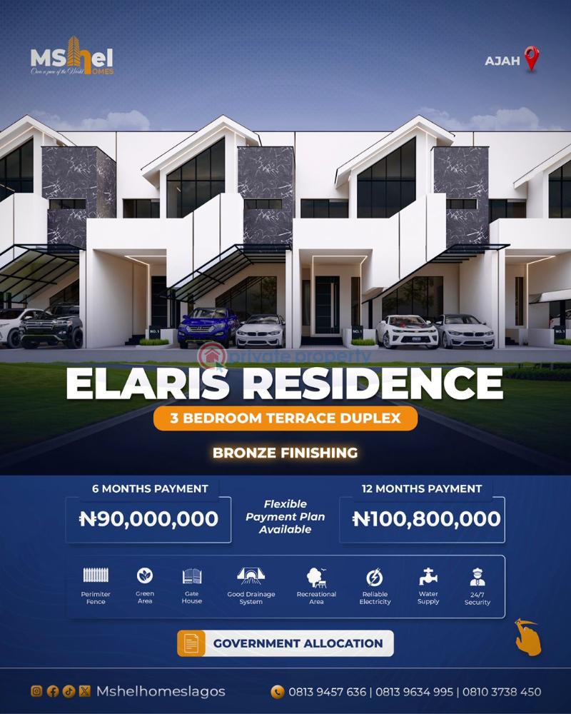 3 bedroom Terraced Duplex For Rent Beside Lbs Sangotedo Ajah Lagos