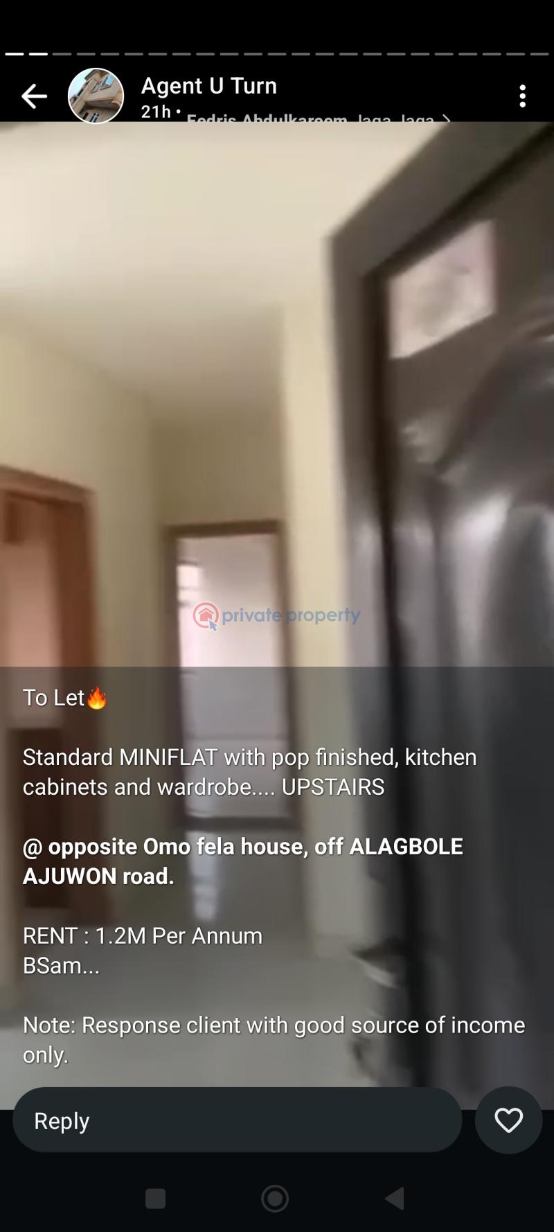 1 bedroom Mini Flat For Rent Opp Fela House Alagbole Yakoyo/Alagbole Ojodu Lagos - 0