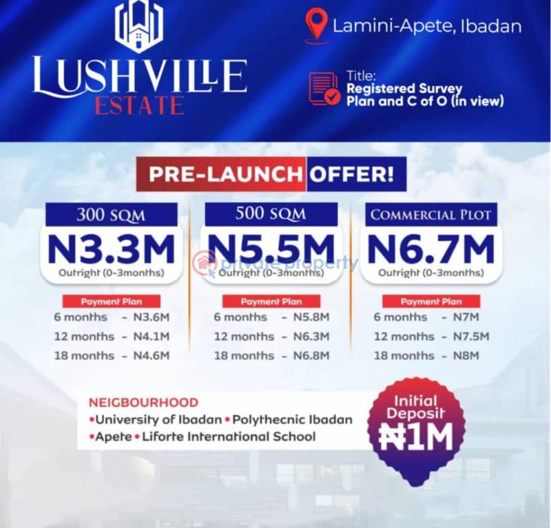 Residential Land For Sale Lushville Estate Located At Lamini Apete Ibadan Oyo - 1