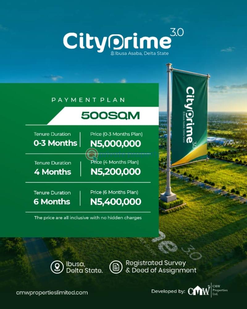 Residential Land For Sale City Prime Estate Located At Ibusa 100% Dry Land Oshimili Delta - 1
