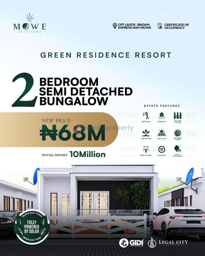 2 bedroom Semi detached Bungalow For Sale Off Mowe Golf Town Lagos Ibadan Expressway, Mowe Mowe Ogun area 
