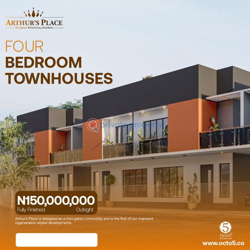 Tastefully finished 3bedroom townhouse + bq - 1 3 bedroom Townhouse For Sale Arthur's Place, James Robertson Street, Surulere Lagos - 1