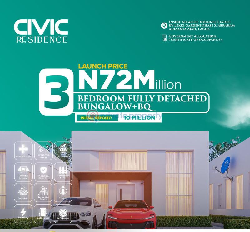 3 bedroom Detached Bungalow For Sale Civic Residence Estate Inside Atlantic Nominee Layout By Lekki Gardens Phase 5 Abraham Adesanya Ajah Lagos - 8