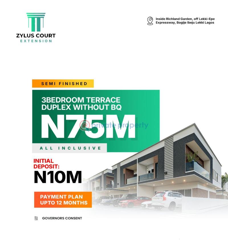 3 bedroom Semi detached Duplex For Sale Zylus Court Extension Inside Richland Garden Estate Bogije Lagos Ibeju-Lekki Lagos - 0
