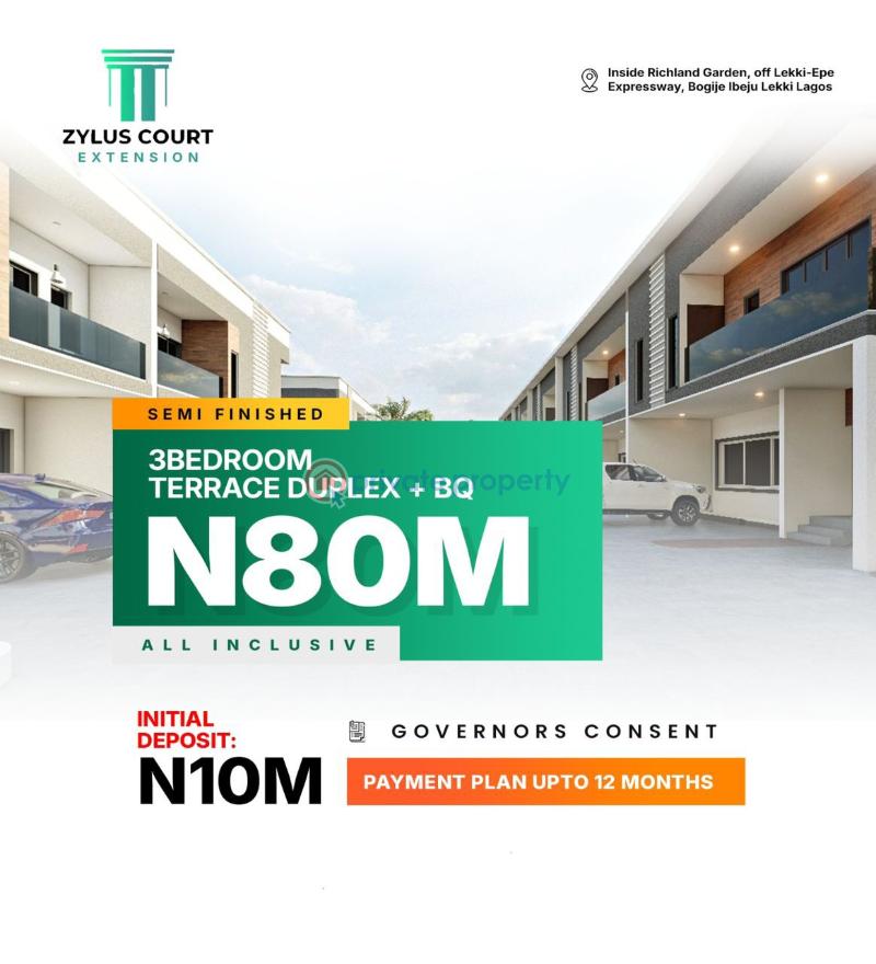 3 bedroom Semi detached Duplex For Sale Zylus Court Extension Inside Richland Garden Estate Bogije Lagos Ibeju-Lekki Lagos - 1