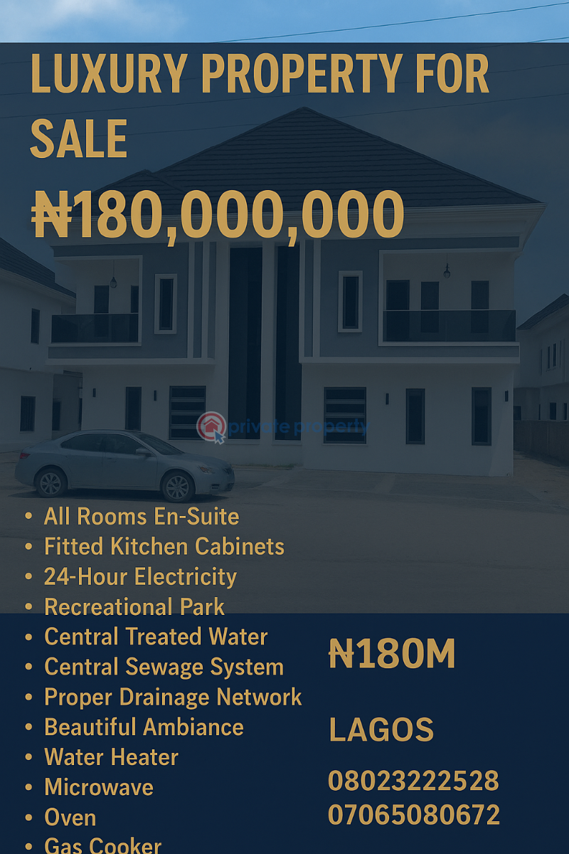4 bedroom Detached Duplex For Sale Awoyaya Ibeju-Lekki Lagos