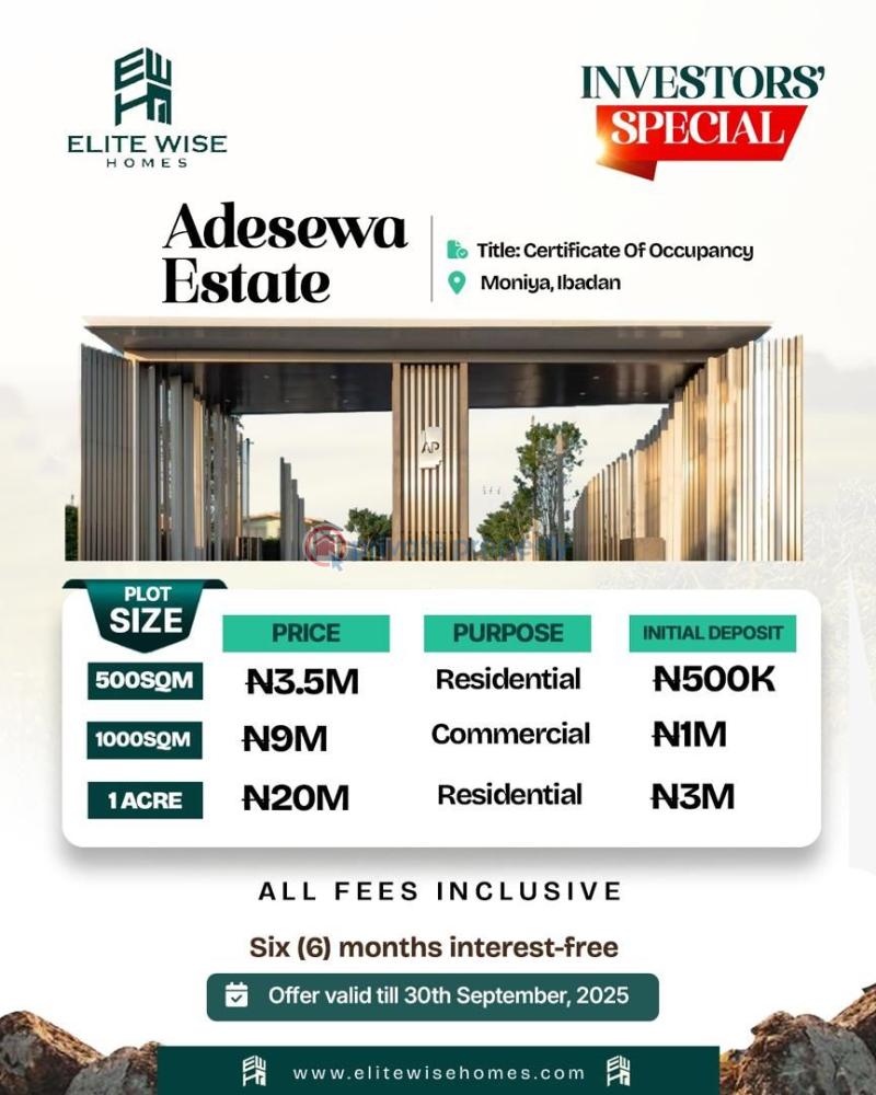 The farst selling estate in ibadon adesewa estate - 1 Mixed use Land For Sale Olowa Moniya Iseyin Expressway Ibadon Close To Ibadon University, Ibadon Dry Port, Obafemi Awolowo Train Station. Sagamu Ogun - 1