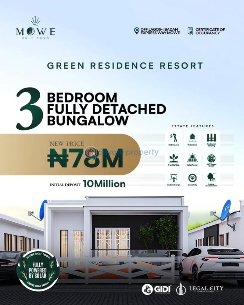 The green resident the best place to stay - 1 3 bedroom Detached Bungalow For Sale Opposite Christopher University, Obafemi Owode Government Area Mowe Ogun area  - 1